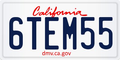 CA license plate 6TEM55