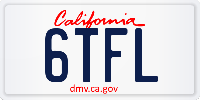 CA license plate 6TFL