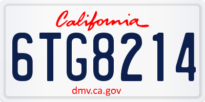 CA license plate 6TG8214