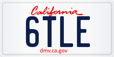 CA license plate 6TLE