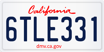 CA license plate 6TLE331