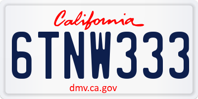 CA license plate 6TNW333