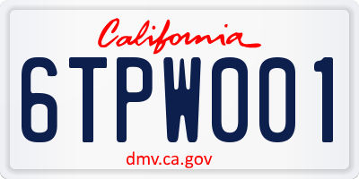 CA license plate 6TPW001