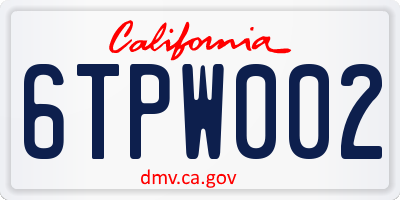 CA license plate 6TPW002