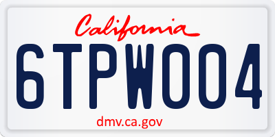 CA license plate 6TPW004