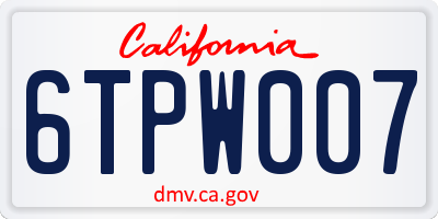 CA license plate 6TPW007