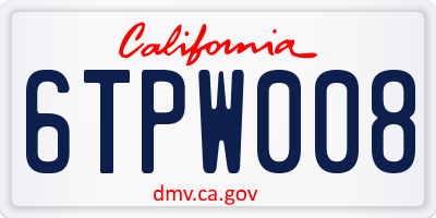 CA license plate 6TPW008