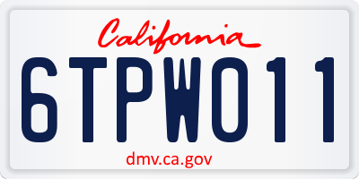 CA license plate 6TPW011