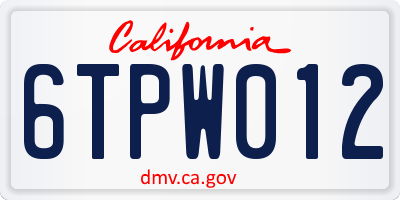 CA license plate 6TPW012