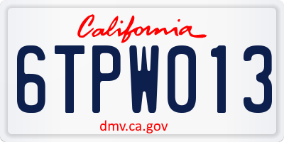 CA license plate 6TPW013