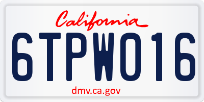 CA license plate 6TPW016