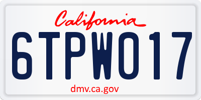 CA license plate 6TPW017