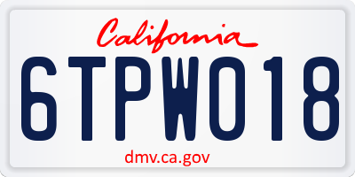 CA license plate 6TPW018