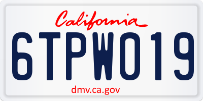 CA license plate 6TPW019