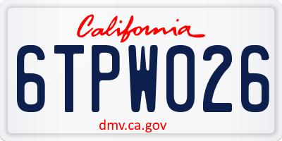 CA license plate 6TPW026