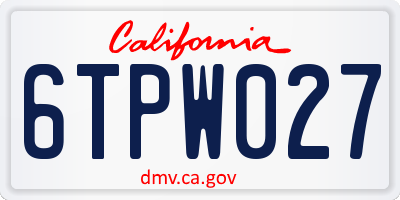 CA license plate 6TPW027