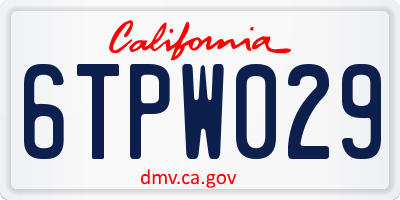 CA license plate 6TPW029