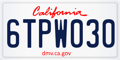 CA license plate 6TPW030