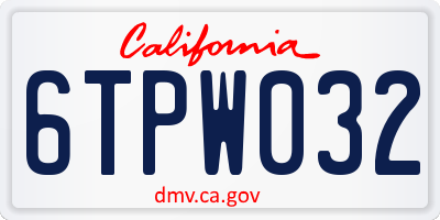 CA license plate 6TPW032