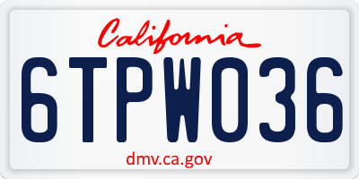 CA license plate 6TPW036