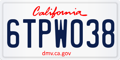 CA license plate 6TPW038