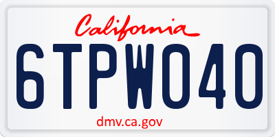 CA license plate 6TPW040