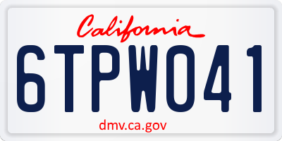 CA license plate 6TPW041