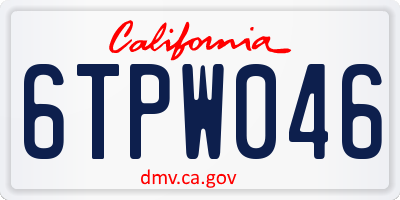 CA license plate 6TPW046