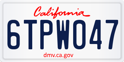 CA license plate 6TPW047