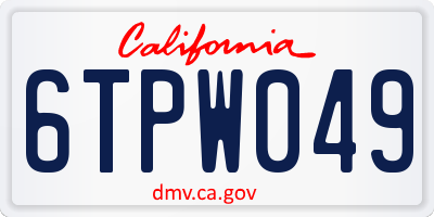 CA license plate 6TPW049