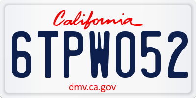 CA license plate 6TPW052