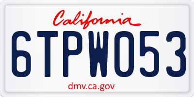 CA license plate 6TPW053