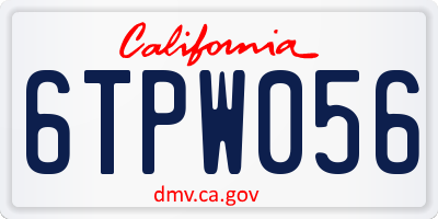 CA license plate 6TPW056