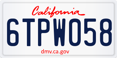 CA license plate 6TPW058