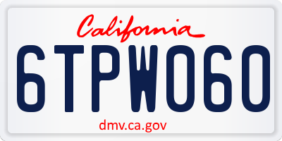 CA license plate 6TPW060