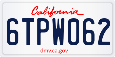 CA license plate 6TPW062