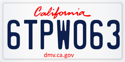 CA license plate 6TPW063