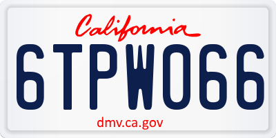 CA license plate 6TPW066