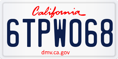 CA license plate 6TPW068