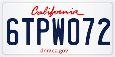 CA license plate 6TPW072