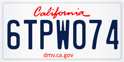 CA license plate 6TPW074