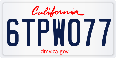 CA license plate 6TPW077