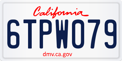 CA license plate 6TPW079