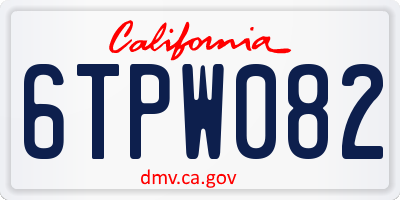 CA license plate 6TPW082