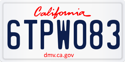 CA license plate 6TPW083