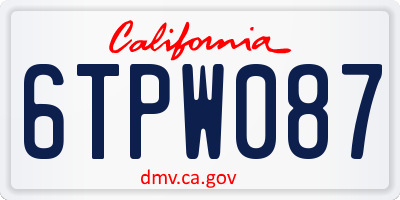 CA license plate 6TPW087