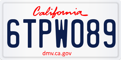 CA license plate 6TPW089