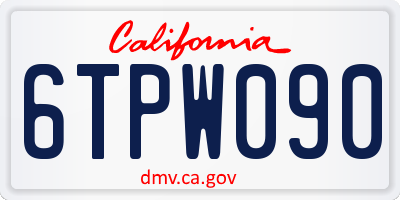 CA license plate 6TPW090