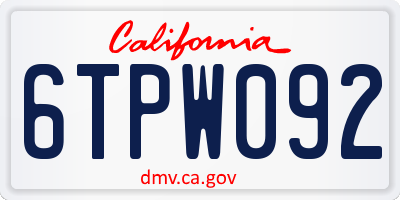 CA license plate 6TPW092