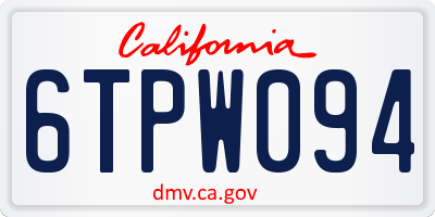 CA license plate 6TPW094